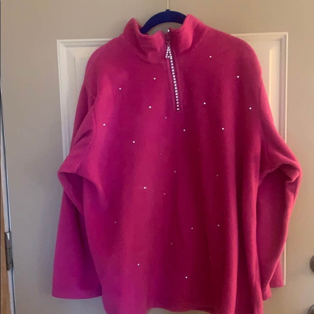 QF Pink Fleece with 1/4 blinged zipper